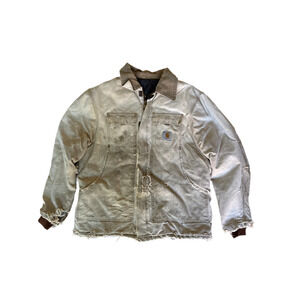 Vintage 1980s Carhartt Detroit Chore Coat Distressed Jacket (Made in USA)